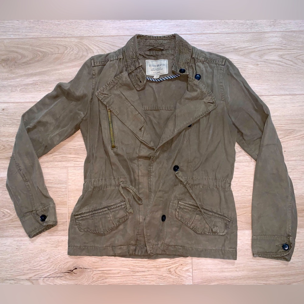 Army Green Lucky Brand Utility Jacket. Button Up.